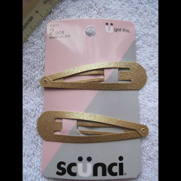 2 Scunci Large 3" Metal Glitter Snap Contour Hair Clips Conair Silver Gold Pink - Picture 5 of 11